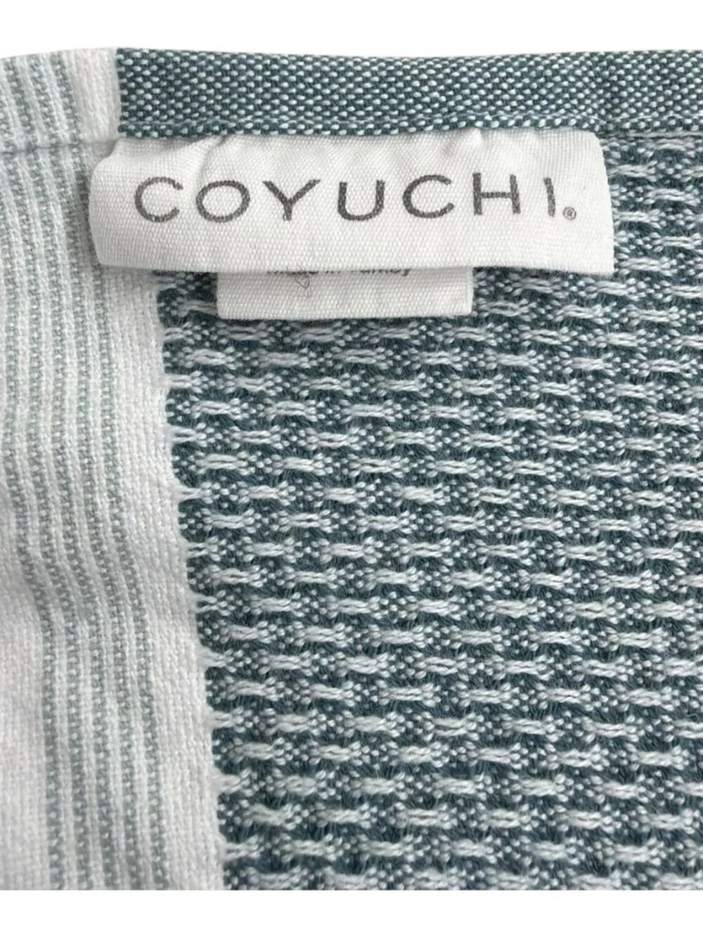 Coyuchi Mediterranean Organic Cotton Bath Towel Aquamarine Sea Spray Set 2 NWOT